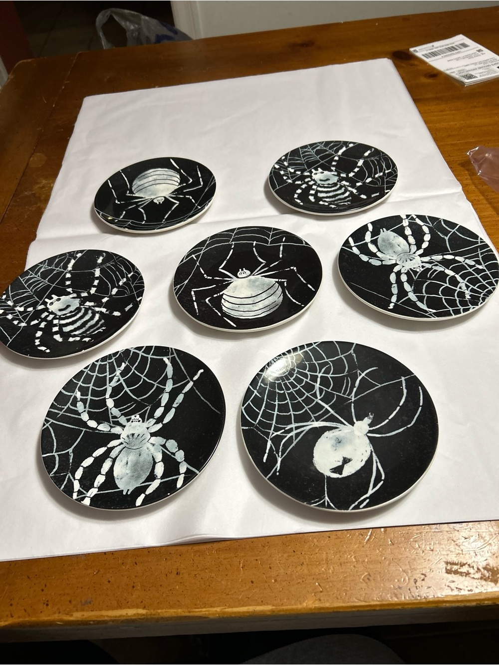 Decorative Black Spider Web Appetizer Plates - Set of 7 - Picture 2 of 3